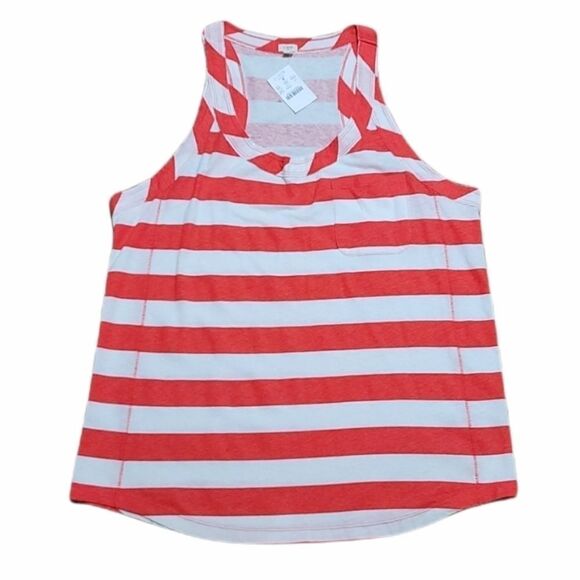 New J.Crew Red And White Striped Tank Top Size Large - Picture 1 of 6